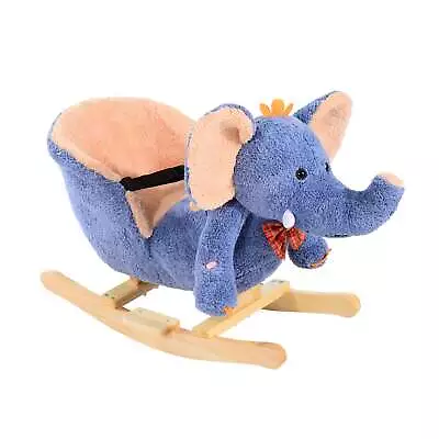 Buy Children Kids Rocking Horse Toy Plush Elephant Rocker Seat W/ Sound Toddler Blue • 50.73£