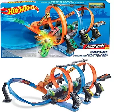 Buy Hot Wheels Corkscrew Crash Track Motorized Boosters Ages 5+ New Toy Race Car • 93.39£