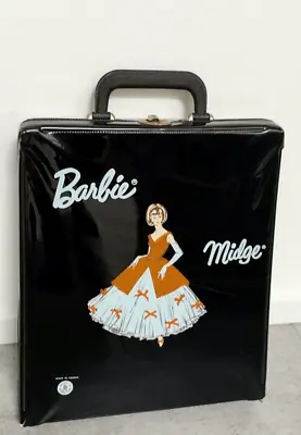Buy Vintage Mattel Barbie_Barbie Midge Trunk Case Glossy Black_France 1960's • 57.47£