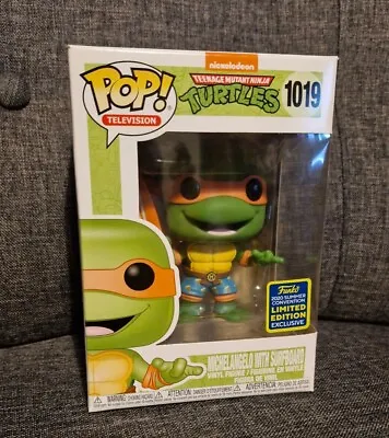 Buy Funko Pop Television 1019 Michelangelo With Surfboard TMNT SDCC 2020 Turtle • 39.99£
