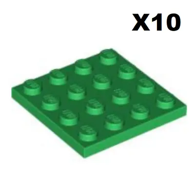 Buy LEGO® Lot 10 Single Plate Green 4 X 4 Plate Green 3031 NEW • 5.05£