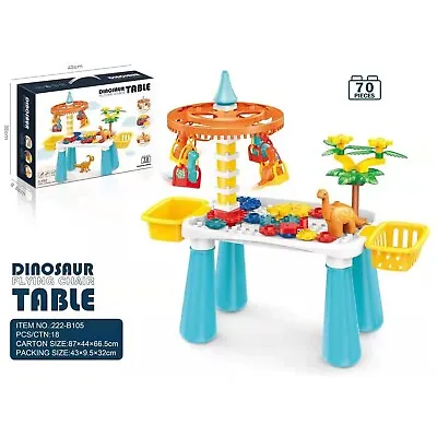 Buy Kids Building Blocks Construction Table With Dinosaur Toy For 3+ Girls & Boys • 19.99£