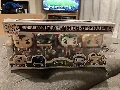 Buy Funko Pop Superheroes Christmas Superman Harley Quinn Joker Batman 4 Pack • 20£