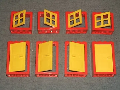 Buy LEGO 8 Large Windows And Doors With Frames And Shutters - Yellow And Red • 4.99£