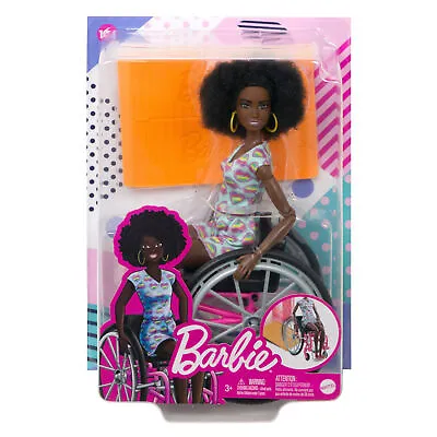 Buy Barbie Fashionistas Doll Wheelchair & Ramp, Curly Brown Hair & Accessories • 23.99£