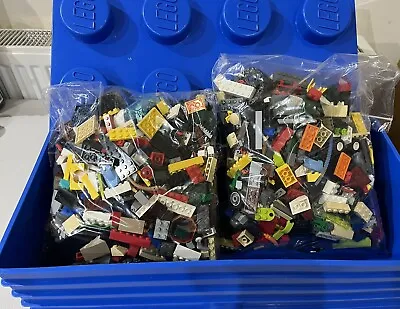 Buy LEGO BLUE Brick 8 Stud, Stackable Storage Box + 2KG Lego + Minifigures • 45.95£