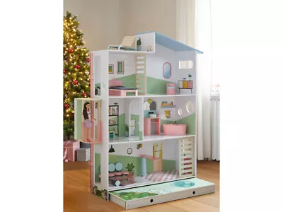 Buy Large Wooden  3 Storey Doll House With Furniture Accessories Terrace And Garden • 119£