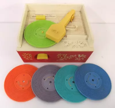 Buy Fisher Price 1971 Vintage Record Player Complete With Records Wind Up Toy #K1 • 9.99£