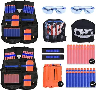 Buy 2 Kids Tactical Vest Sets For Nerf Guns N-Strike Elite Series 80Pcs Refill Darts • 27.99£