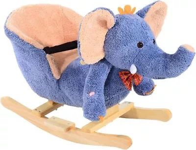 Buy HOMCOM Children Kids Rocking Horse Toys Plush Elephant Rocker Seat With Sound T • 59.96£