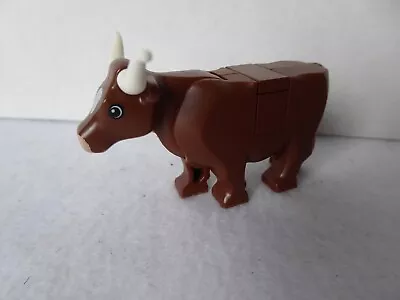 Buy 1 Lego Cow Brown With White Spot 64452pb01 Long Horns As In 60052 VGC Free P&P • 12.50£