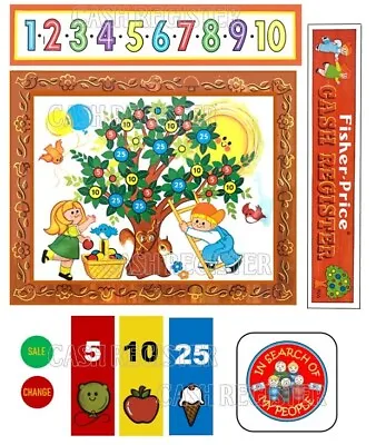 Buy Vintage Fisher Price Little People #926 CASH REGISTER LITHOS Stickers Decals • 10.42£