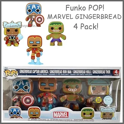 Buy Funko POP! MARVEL GINGERBREAD 4 PACK BUNDLE Cap Iron Man Hulk Thor - New • 24.95£