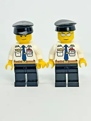 Buy LEGO Minifigure 2x City Airline Pilots White Shirt Blue Tie Great Condition A69 • 3.99£