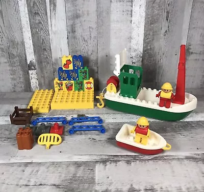 Buy Lego Duplo Vintage 1989 Boats Hull+Mastset And Canoe With Figures Fishing • 22.95£