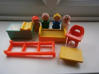 Buy Vintage Fisher Price Little People Figures Angry Boy Baby Items, Table, Ladder. • 4.99£