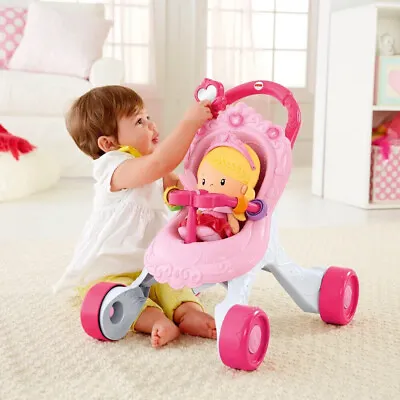 Buy Fisher Price Princess Stroll Along Musical Walker & Doll Stroller Baby Gift Set • 49.95£