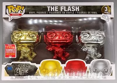 Buy Funko POP [3 Pack] The Flash (Gold/Red/Silver) - Chrome - DC • 37.49£