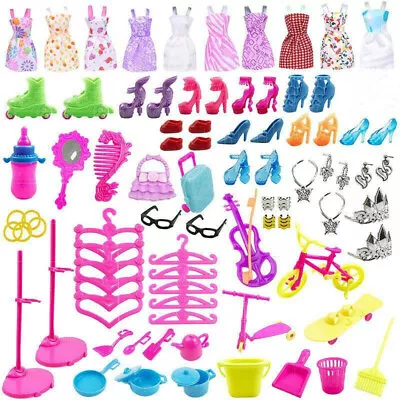 Buy 88pcs Set For Barbie Doll Dresses, Shoes And Jewellery Clothes Accessories • 7.99£