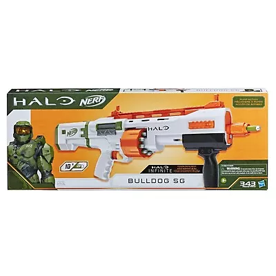 Buy Nerf Halo Bulldog SG Dart Blaster - Pump-Action, Rotating 10-Dart Drum, Tactical • 25.99£