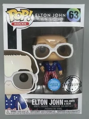 Buy Funko POP #63 Elton John (Red, White & Blue) Glitter - Rocks Damaged Box • 26.39£