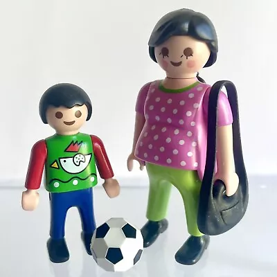 Buy Playmobil Pregnant Mum With Son And Football. Playmobil Figures Family Dark Hair • 4£