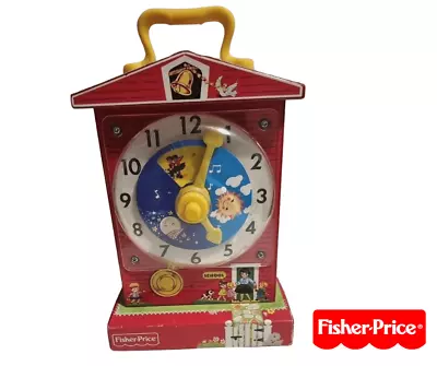Buy Vintage Fisher-Price Teaching Clock Wind Up Music Box 1968 Wooden Working Pre-ow • 25.99£