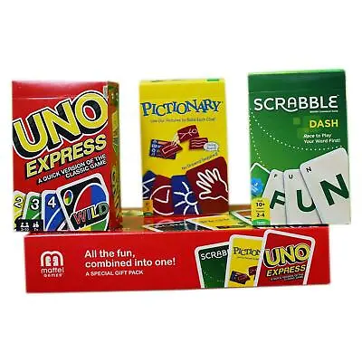 Buy Mattel Games UNO Express, Pictionary, Scrabble Pack Of 3 • 11.99£