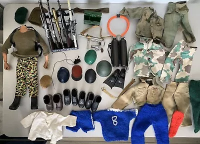 Buy Action Man, Bundle Of Clothes, Hats,Helmets, Boots, Weapons, Rifle Stand, Scuba • 21£
