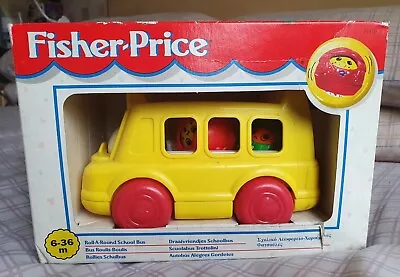 Buy Boxed Vintage Fisher-price Roll-a-round School Bus Toy With Roll-a-round Figures • 18£