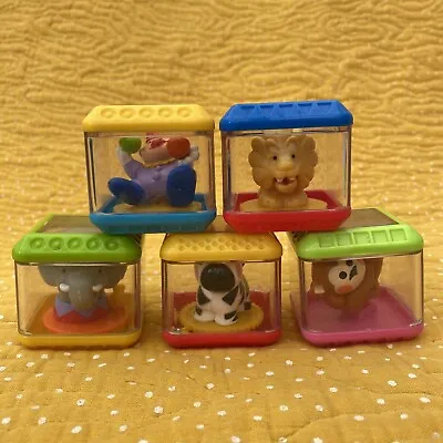 Buy 5 Fisher Price Peek A Blocks Sensory Learning Play Cube Circus Animal Bundle • 4.95£