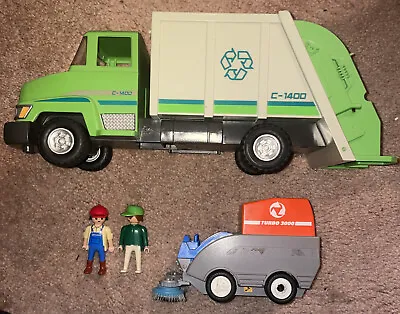 Buy Playmobil Green Recycling Truck Garbage Vehicle 5679 & Road Sweeper 4045 -2 Figs • 14.99£