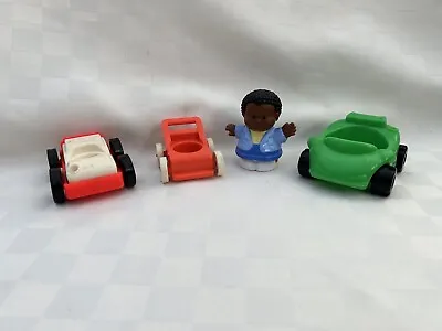 Buy 4 X VINTAGE FISHER PRICE TOYS - 3 Cars/1 Little Person (83B) • 10£