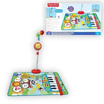Buy Fisher Price 3 In 1 Playmat Drum, Piano With Microphone Stand And Drumsticks NEW • 34.99£