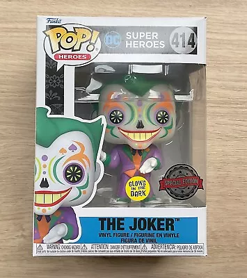 Buy Funko Pop DC Heroes The Joker Dia De Los Muertos GITD #414 + Free Protector • 14.99£