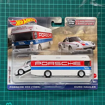 Buy Hot Wheels Team Transport 2024 | #61 Porsche 959 (1986) White + Euro Hauler • 24.99£