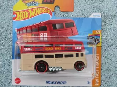 Buy Hot Wheels H4F 126 TROUBLE DECKER Red Cream Bus Penang 2024 126/250 F Case • 3.99£