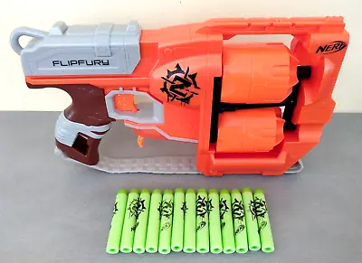 Buy NERF N-STRIKE ZOMBIE FLIPFURY Orange Gun + 13 Darts - Dual Charger • 12.28£