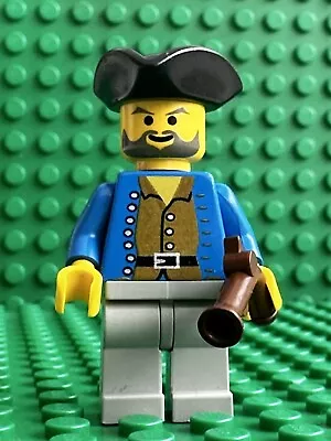 Buy LEGO Minifigure Pirate Brown Shirt Light Grey Legs Brown Tricorne Hat PI037 • 2£
