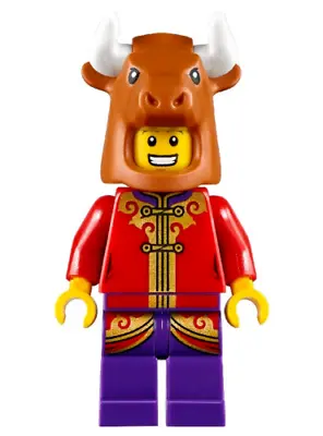Buy Lego New Year Of The Ox Guy Minifigure Hol224 From Set 80106 - Ox Costume (NA21) • 12.99£