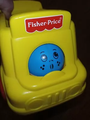 Buy Vintage Retro Fisher Price Roll A Round Yellow Schoo Bus • 9.90£