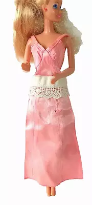 Buy BARBIE 70s Ruined Pink Glossy Long Dress B605 • 5.15£