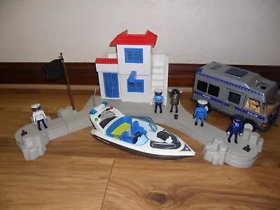 Buy PLAYMOBIL POLICE HARBOUR 5128 (Riot Van,Boat,Police Station,Figures,Bundle) • 11.99£