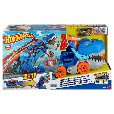 Buy Hot Wheels City Ultimate Hauler Turns To T-Rex Includes Toy Cars With Race Track • 98.99£