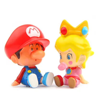 Buy 2pcs Super Mario Pricess Peach Figurines Toy Cake Ornament Cute Kids Xmas 3cm • 5.99£