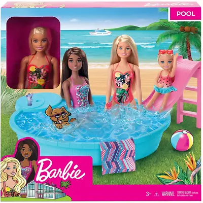 Buy Barbie Doll And Summer Pool Playset New Girls Kids Childrens Toy Mattel • 24.99£