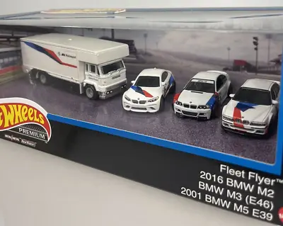 Buy Hot Wheels Die Cast Premium Bmw Garage Diorama Set With Fleet Flyer, M2, M3 & M5 • 39.70£