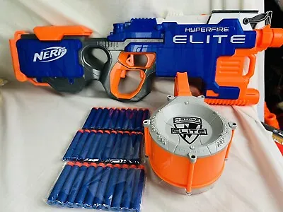 Buy Nerf N-Strike Elite Hyperfire With 25 Mag Elite Drum & 30 New Darts • 25£