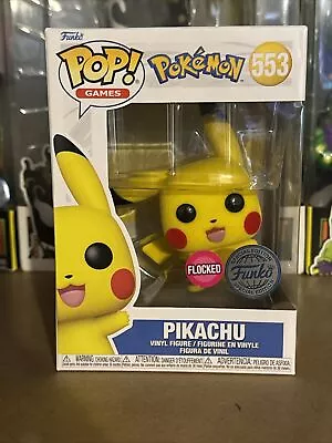 Buy Funko Pop Games Pokemon #553 Pikachu (Waving) Flocked Special Edition • 17.49£