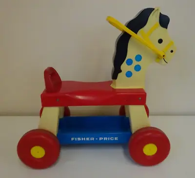 Buy Fisher Price Horse Sit Ride Wheels Vintage 1976 Red Plastic 43cm #a1 • 25£